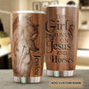 Camellia Personalized Horse Faith Wooden Style Stainless Steel Tumbler - Double-Walled Insulation Vacumm Flask - Gift For Horse Lovers, Cowgirls, Cowboys, Perfect Christmas, Thanksgiving Gift