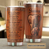 Camellia Personalized Elephant Loving Letter From  Mom To Daughter Leather Style Stainless Steel Tumbler-Sweat-Proof Travel Tharma Cup With Lid