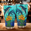 Camellia Personalized Art Sea Dolphin Stainless Steel Tumbler - Customized Double-Walled Insulation Travel Thermal Cup With Lid Gift For Dolphin Lover