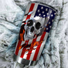Camellia Personalized American Skull Flag Stainless Steel Tumbler - Double-Walled Insulation Vacumm Flask - Gift For Halloween, Spooky Season