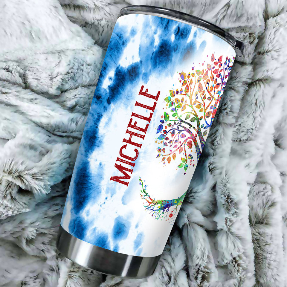 Camellia Personalized Color Trees Hippie Style Stainless Steel Tumbler-Double-Walled Travel Therma Cup With Lid