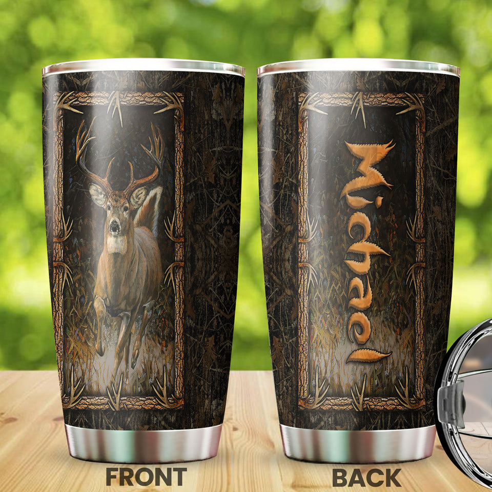 Camellia Personalized Autism Mama Sika Deer Stainless Steel Tumbler - Double-Walled Insulation Vacumm Flask - Gift For Christmas, Thanksgiving, Deer Lovers
