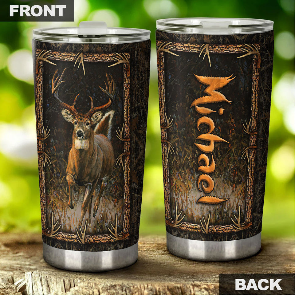 Camellia Personalized Autism Mama Sika Deer Stainless Steel Tumbler - Double-Walled Insulation Vacumm Flask - Gift For Christmas, Thanksgiving, Deer Lovers