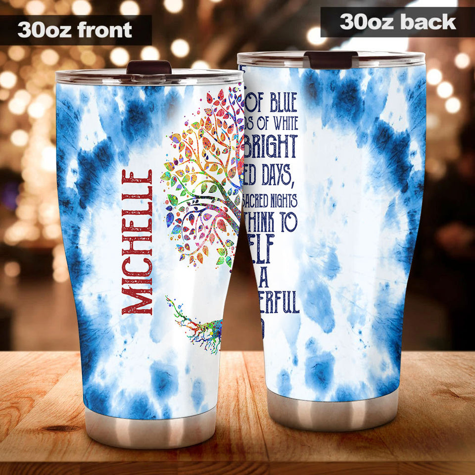 Camellia Personalized Color Trees Hippie Style Stainless Steel Tumbler-Double-Walled Travel Therma Cup With Lid