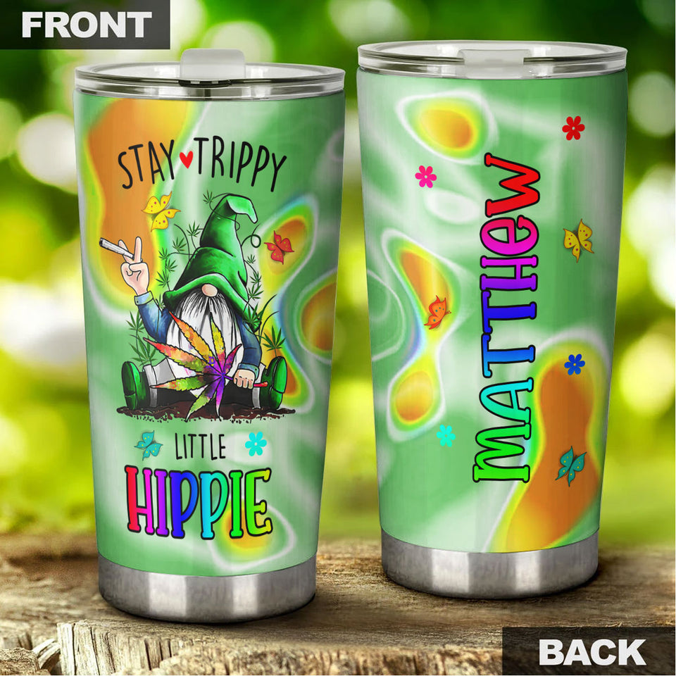 Camellia Persionalized 3D Hippie Gnome Stainless Steel Tumbler - Customized Double - Walled Insulation Thermal Cup With Lid