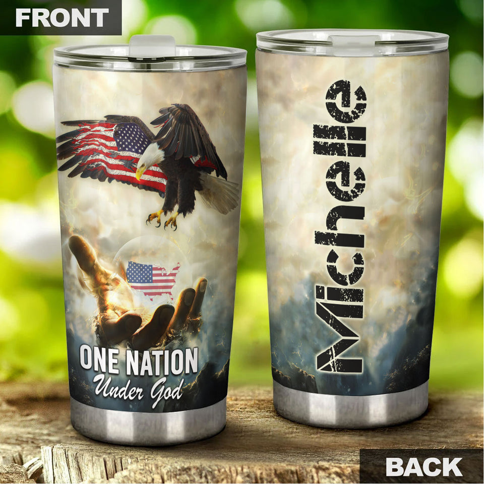 Camellia Personalized American Eagle Of Faith Stainless Steel Tumbler - Double-Walled Insulation Vacumm Flask - Gift For Christians, Christmas, Thanksgiving