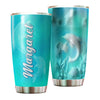 Camellia Personalized Ceramic Texture Dolphin Stainless Steel Tumbler - Customized Double-Walled Insulation Travel Thermal Cup With Lid