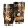 Camellia Persionalized Baseball Hit Never Quit Stainless Steel Tumbler - Customized Double - Walled Insulation Travel Thermal Cup With Lid Gift For Baseball Player