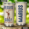 Camellia Personalized Jesus Is My Savior Golf Is My Therapy Stainless Steel Tumbler- Sweat-Prood Travel Cup With Lid Gift For Golf Player