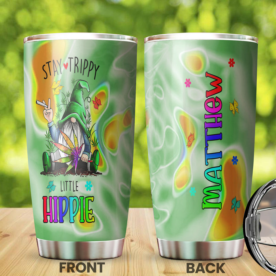 Camellia Persionalized 3D Hippie Gnome Stainless Steel Tumbler - Customized Double - Walled Insulation Thermal Cup With Lid