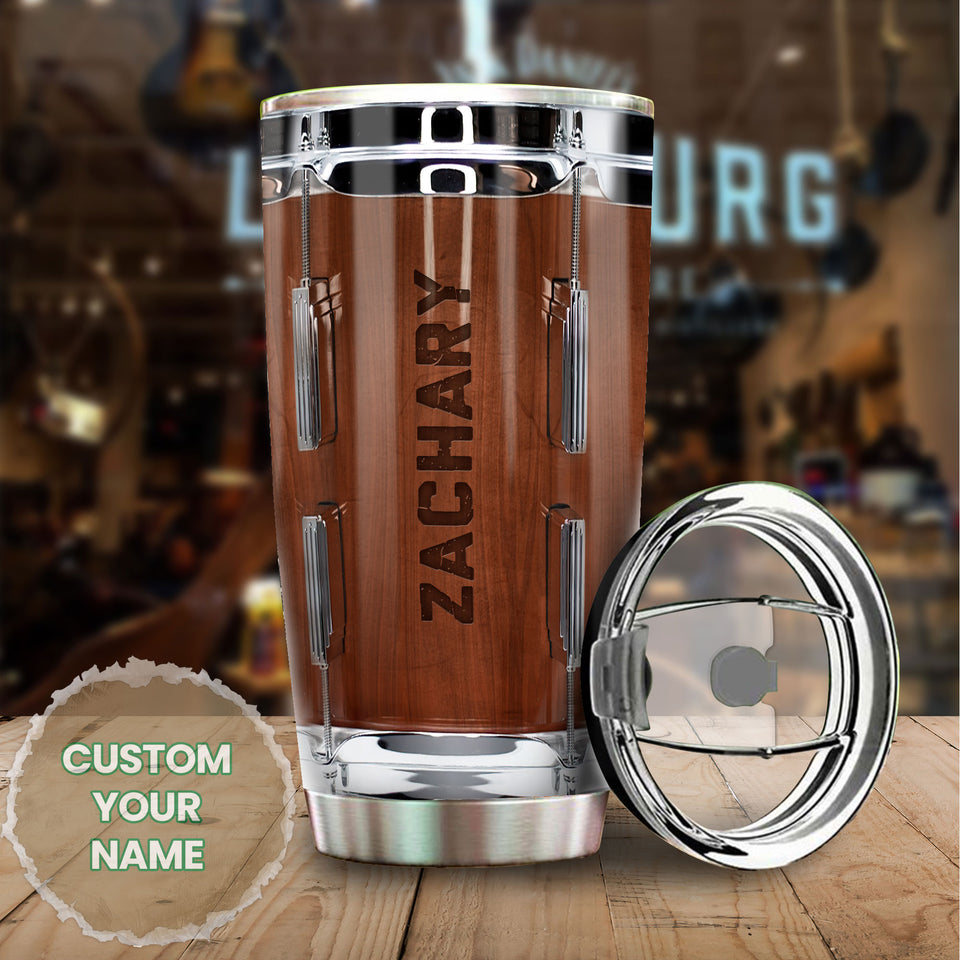 Camellia Personalized Drum Surface Stainless Steel Tumbler - Customized Double-Walled Insulation Travel Thermal Cup With Lid