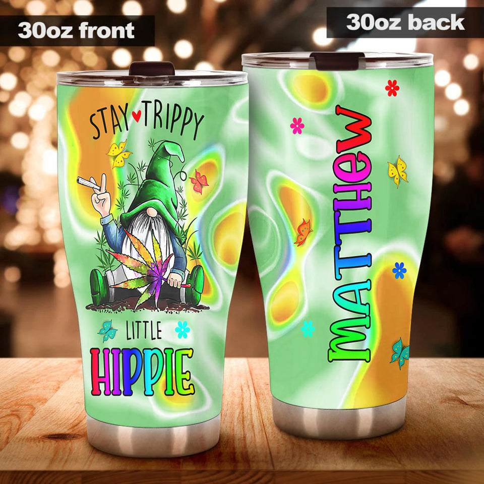 Camellia Persionalized 3D Hippie Gnome Stainless Steel Tumbler - Customized Double - Walled Insulation Thermal Cup With Lid