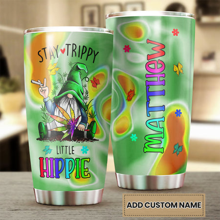 Camellia Persionalized 3D Hippie Gnome Stainless Steel Tumbler - Customized Double - Walled Insulation Thermal Cup With Lid