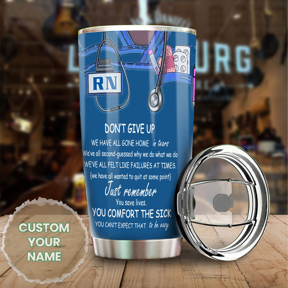 Camellia Personalized Nurse Remember You Save Lifes 02 Stainless Steel Tumbler - Double-Walled Insulation Vacumm Flask - Gift For Nurse, Christmas Gift, International Nurses Day