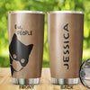 Camellia Personalized Black Cat Ew People Stainless Steel Tumbler- Double-Walled Insulation Vacuum Flask Gift For Cat Lover Mom Cat