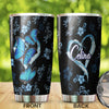 Camellia Personalized Blue Butterfly Stainless Steel Tumbler - Double-Walled Insulation Vacumm Flask - Gift For Thanksgiving, Memorial Day