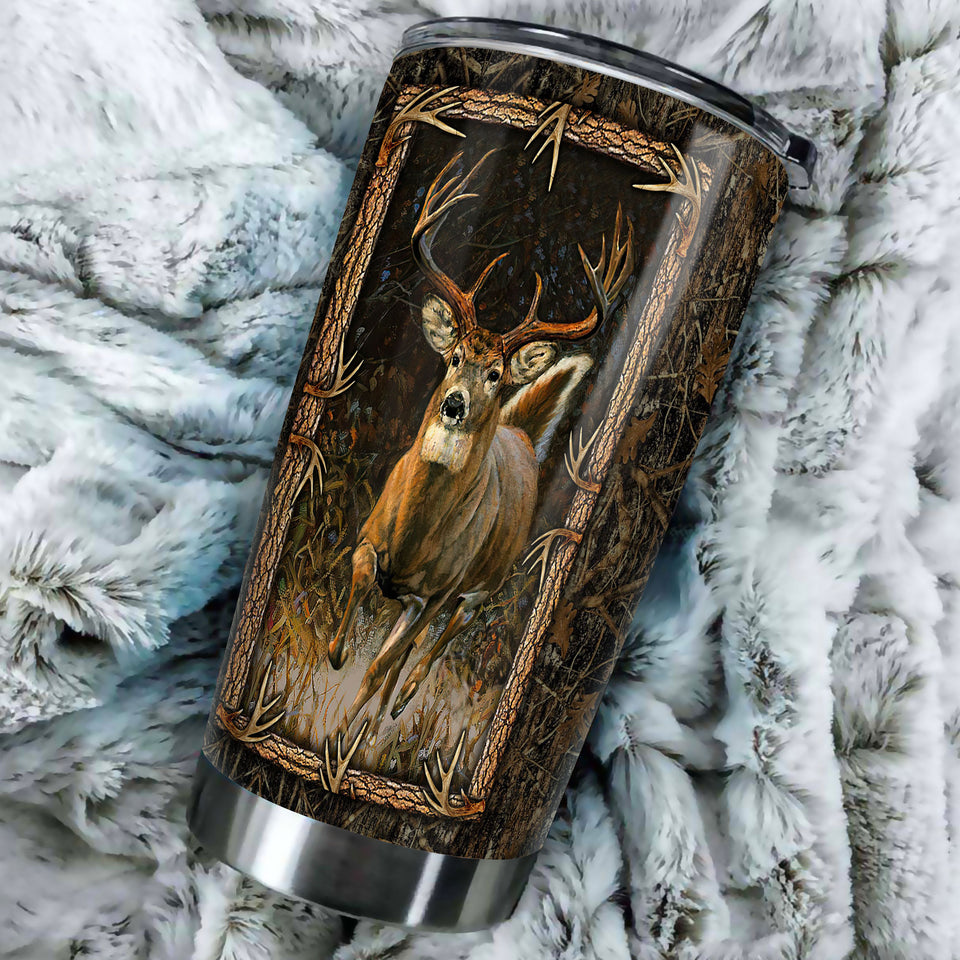 Camellia Personalized Autism Mama Sika Deer Stainless Steel Tumbler - Double-Walled Insulation Vacumm Flask - Gift For Christmas, Thanksgiving, Deer Lovers