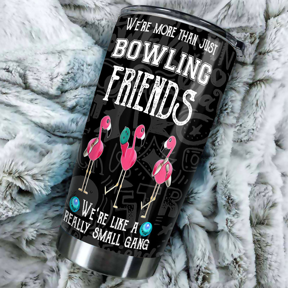 Camellia Personalized Bowling Gang Flamingo Stainless Steel Tumbler - Double-Walled Insulation Vacumm Flask - Gift For Bowling Lovers, National Bowling Day 8th August
