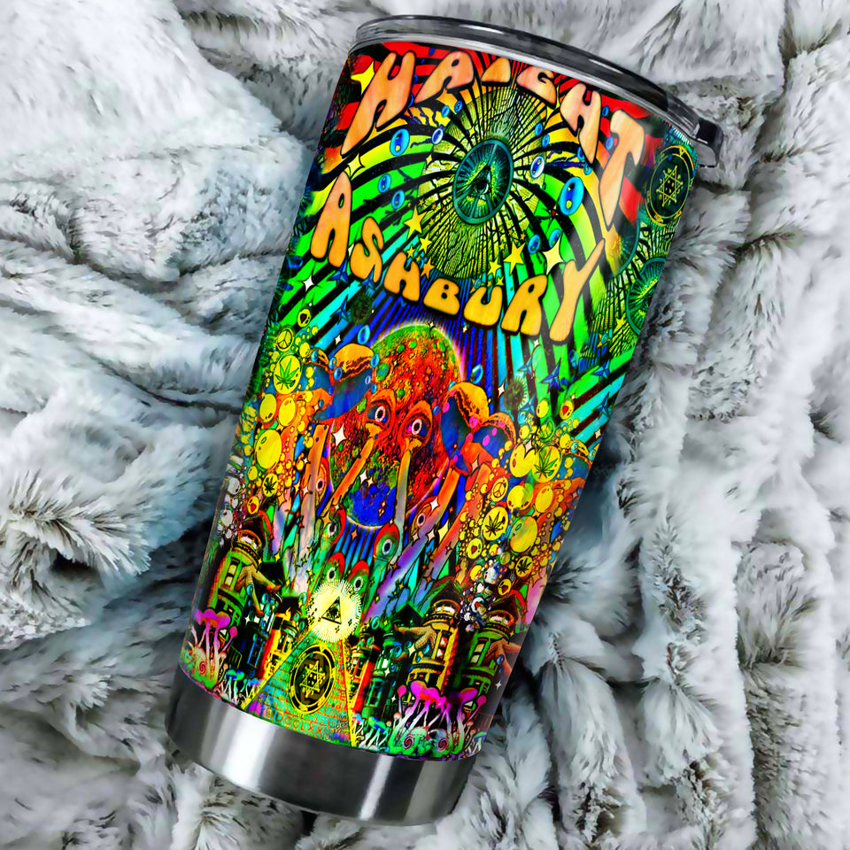 Camellia Personalized Colorful Hippie Haight Stainless Steel Tumbler-Sweat-Proof Double Wall Travel Cup With Lid