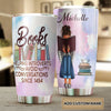 Camellia Personalized Book Helping Introvert Avoid Conversation Stainless Steel Tumbler - Double-Walled Insulation Vacumm Flask - Gift For Book Lovers, Nerd, International Book Day