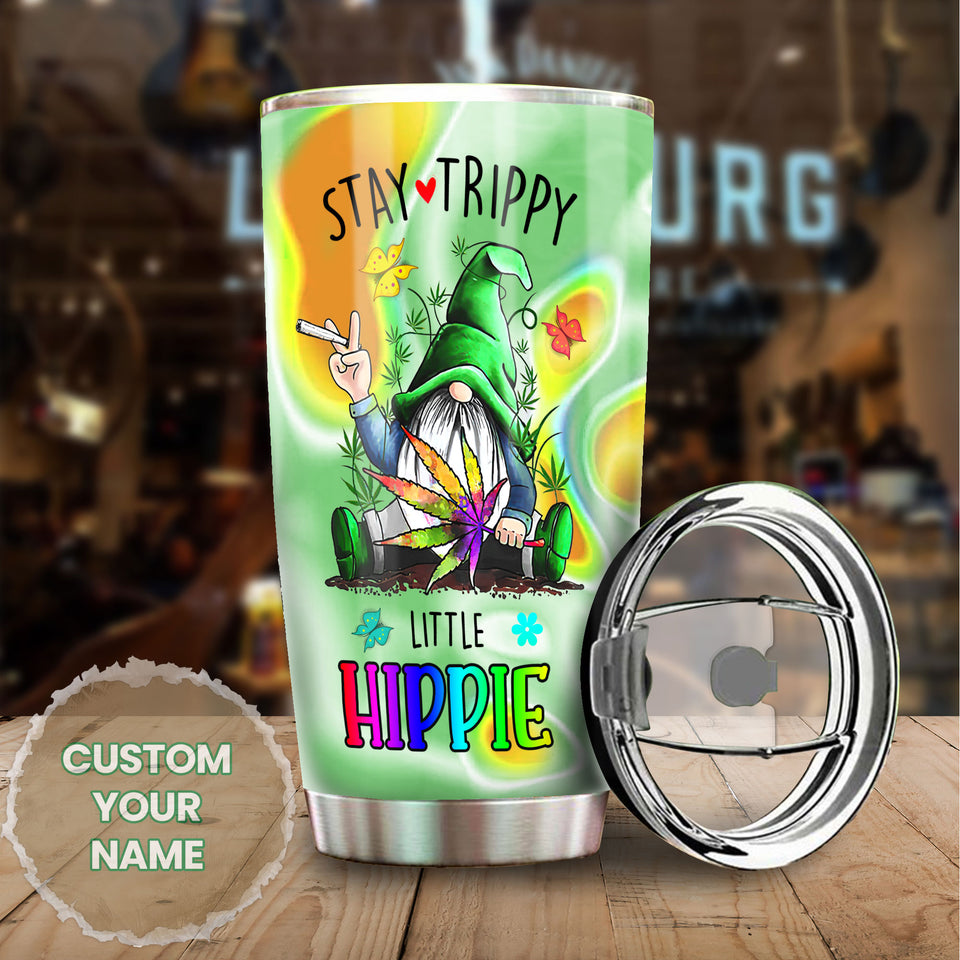 Camellia Persionalized 3D Hippie Gnome Stainless Steel Tumbler - Customized Double - Walled Insulation Thermal Cup With Lid