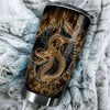 Camellia Personalized Dragon Gold Style Stainless Steel Tumbler - Customized Double-Walled Insulation Travel Thermal Cup With Lid