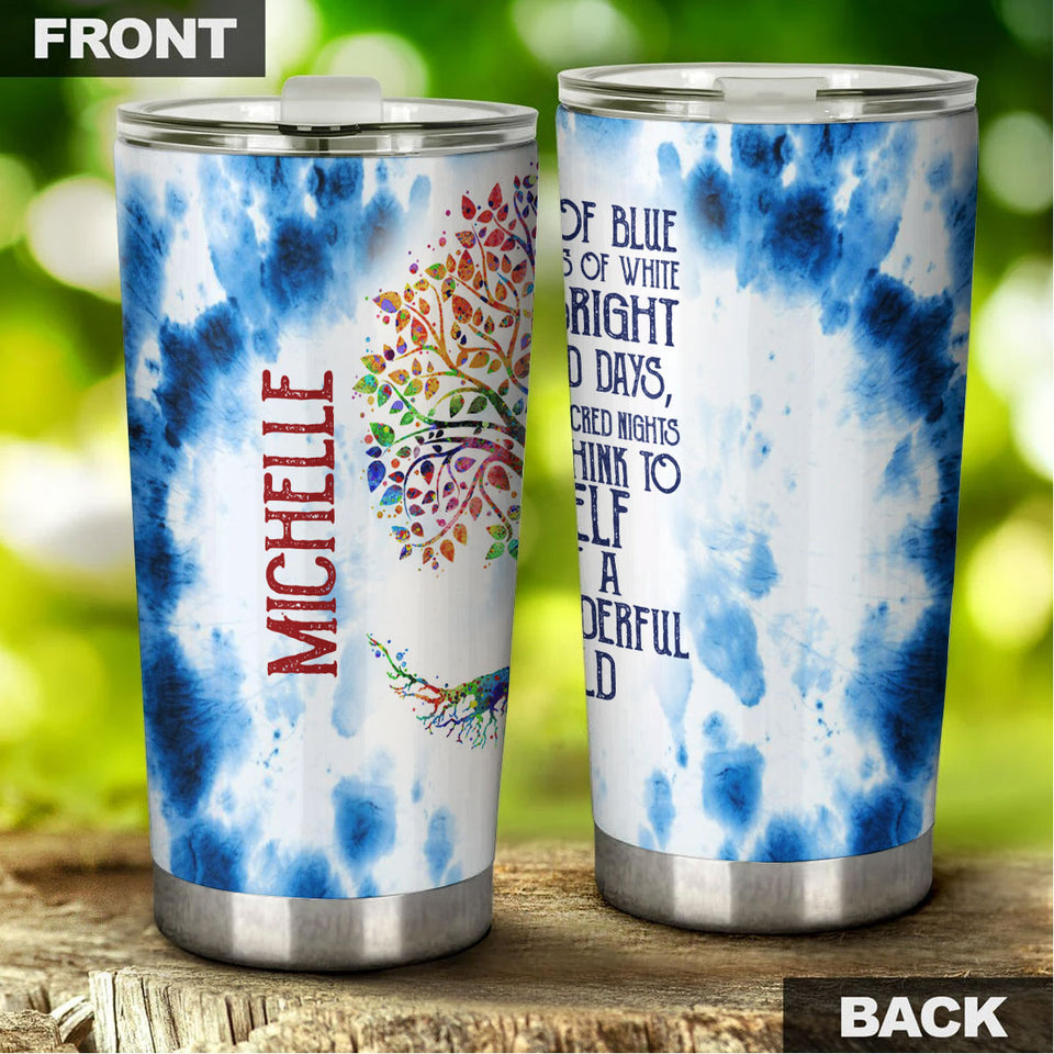 Camellia Personalized Color Trees Hippie Style Stainless Steel Tumbler-Double-Walled Travel Therma Cup With Lid