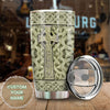 Camellia Personalized Cross In Stone Stainless Steel Tumbler - Customized Double-Walled Insulation Travel Thermal Cup With Lid Gift For Christian