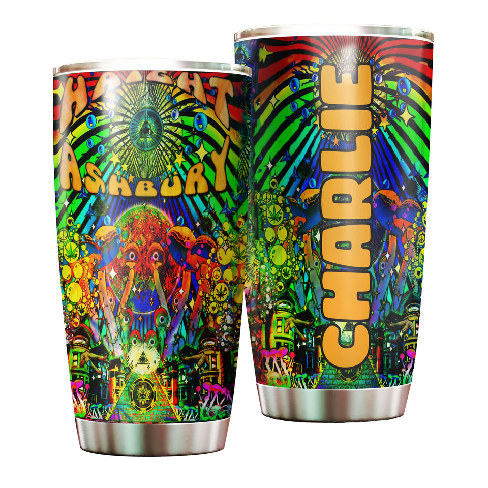 Camellia Personalized Colorful Hippie Haight Stainless Steel Tumbler-Sweat-Proof Double Wall Travel Cup With Lid