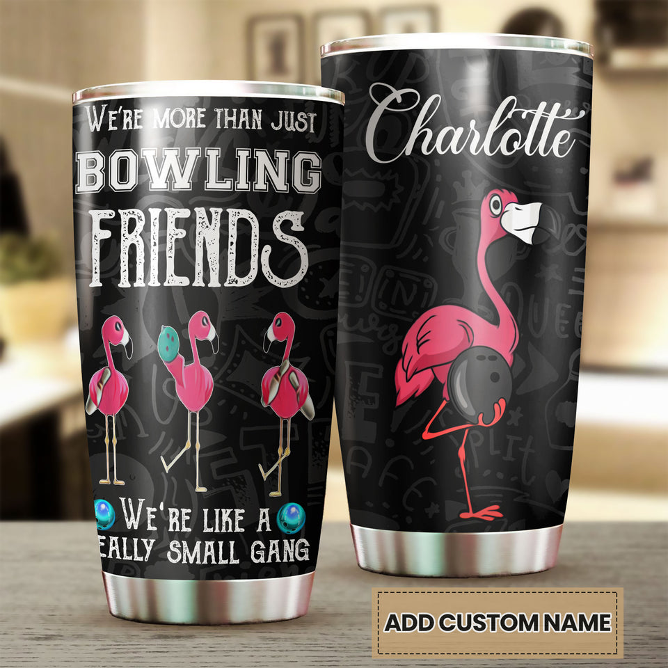 Camellia Personalized Bowling Gang Flamingo Stainless Steel Tumbler - Double-Walled Insulation Vacumm Flask - Gift For Bowling Lovers, National Bowling Day 8th August