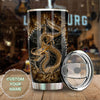 Camellia Personalized Dragon Gold Style Stainless Steel Tumbler - Customized Double-Walled Insulation Travel Thermal Cup With Lid
