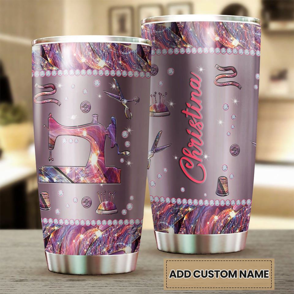 Camellia Personalized Mental Style Jewelry Sewing Stainless Steel Tumbler-Double-Walled Insulation Travel Cup With Lid