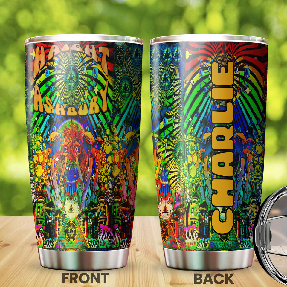 Camellia Personalized Colorful Hippie Haight Stainless Steel Tumbler-Sweat-Proof Double Wall Travel Cup With Lid
