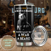 Camellia Persionalized 3D Never Mess With A Bear Or A Beard Stainless Steel Tumbler - Customized Double - Walled Insulation Travel Thermal Cup With Lid Gift For Bear Lover