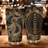 Camellia Personalized Dragon Gold Style Stainless Steel Tumbler - Customized Double-Walled Insulation Travel Thermal Cup With Lid