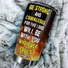 Camellia Personalized Firefighter Bible Be Strong And Courageous  Stainless Steel Tumbler-Double-Walled Insulation Gift For Firefighter Fireman