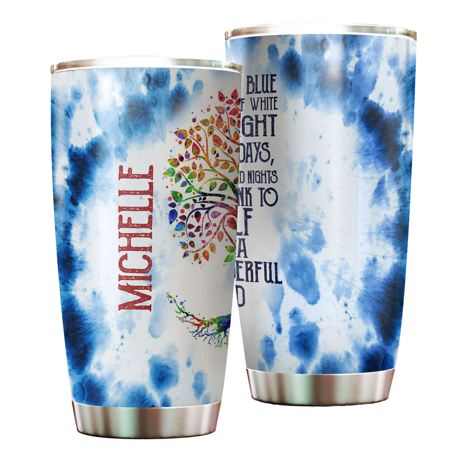 Camellia Personalized Color Trees Hippie Style Stainless Steel Tumbler-Double-Walled Travel Therma Cup With Lid