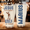 Camellia Personalized Jesus Is My Savior Golf Is My Therapy Stainless Steel Tumbler- Sweat-Prood Travel Cup With Lid Gift For Golf Player
