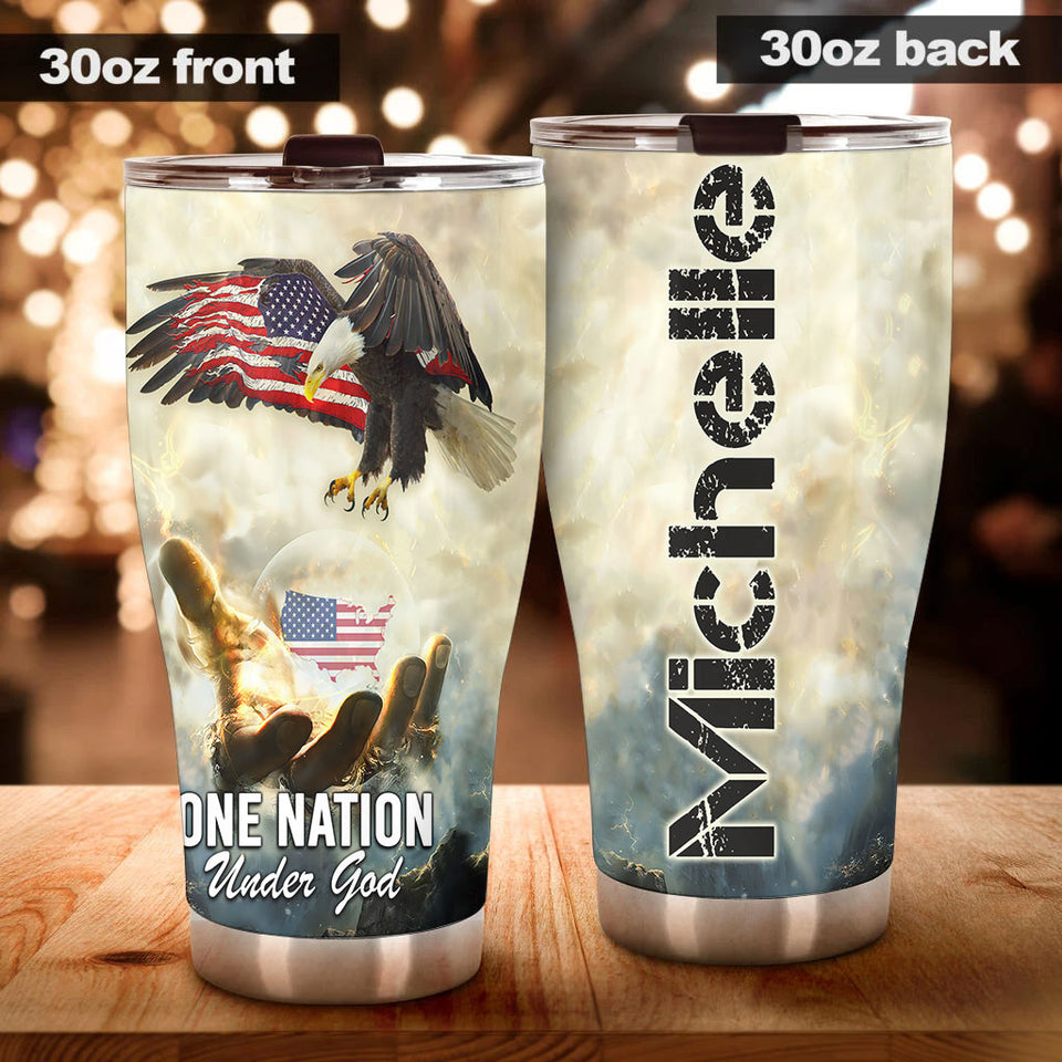 Camellia Personalized American Eagle Of Faith Stainless Steel Tumbler - Double-Walled Insulation Vacumm Flask - Gift For Christians, Christmas, Thanksgiving