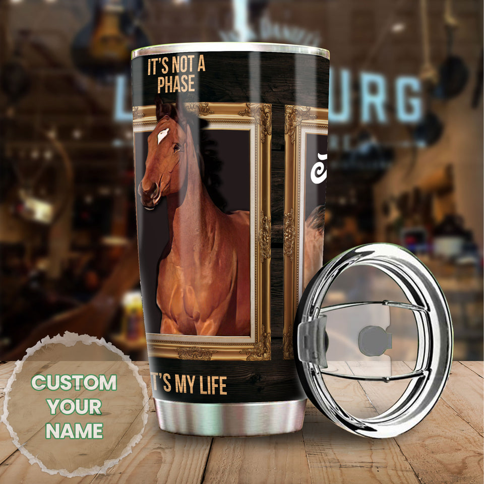 Camellia Personalized Horse Passion Stainless Steel Tumbler - Double-Walled Insulation Vacumm Flask - Gift For Horse Lovers, Cowgirls, Cowboys, Perfect Christmas, Thanksgiving Gift
