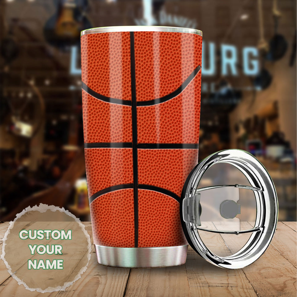 Camellia Persionalized Basketball Facts Stainless Steel Tumbler - Customized Double - Walled Insulation Travel Thermal Cup With Lid Gift For Basketball Player