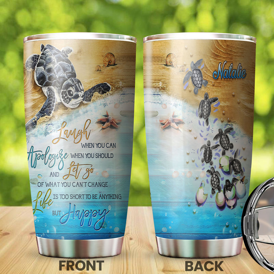 Camellia Personalized Laugh Love Life From Turtles Stainless Steel Tumbler-Double-Walled Insulation Travel Cup With Lid