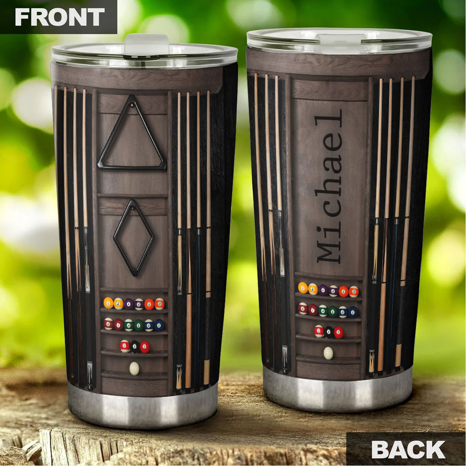 Camellia Personalized Pool Table Billiard Stainless Steel Tumbler-Double-Walled Insulated Gift For Golf Player 04