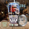 Camellia Personalized I Am Trucker I Stop when I'm Done Stainless Steel Tumbler-Double-Walled Insulation Cup With Lid Gift For Truck Driver