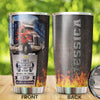 Camellia Personalized I Am Trucker I Stop when I'm Done Stainless Steel Tumbler-Double-Walled Insulation Cup With Lid Gift For Truck Driver