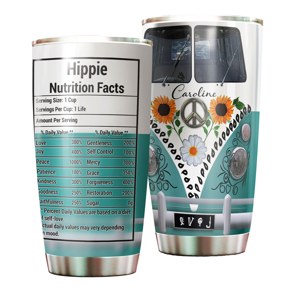 Camellia Personalized Hippie Nutrition Facts Stainless Steel Tumbler-Double-Walled Insulation Travel Cup With Lid 01