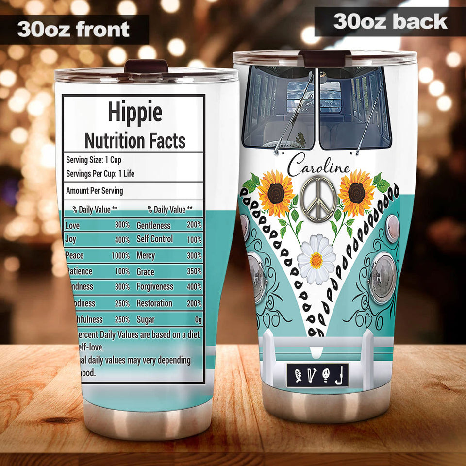 Camellia Personalized Hippie Nutrition Facts Stainless Steel Tumbler-Double-Walled Insulation Travel Cup With Lid 01