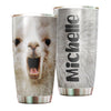 Camellia Personalized Cute white Camel Face Stainless Steel Tumbler-Double-Walled Insulation Travel Cup With Lid Gift For Animal Lover Camel Lover 02