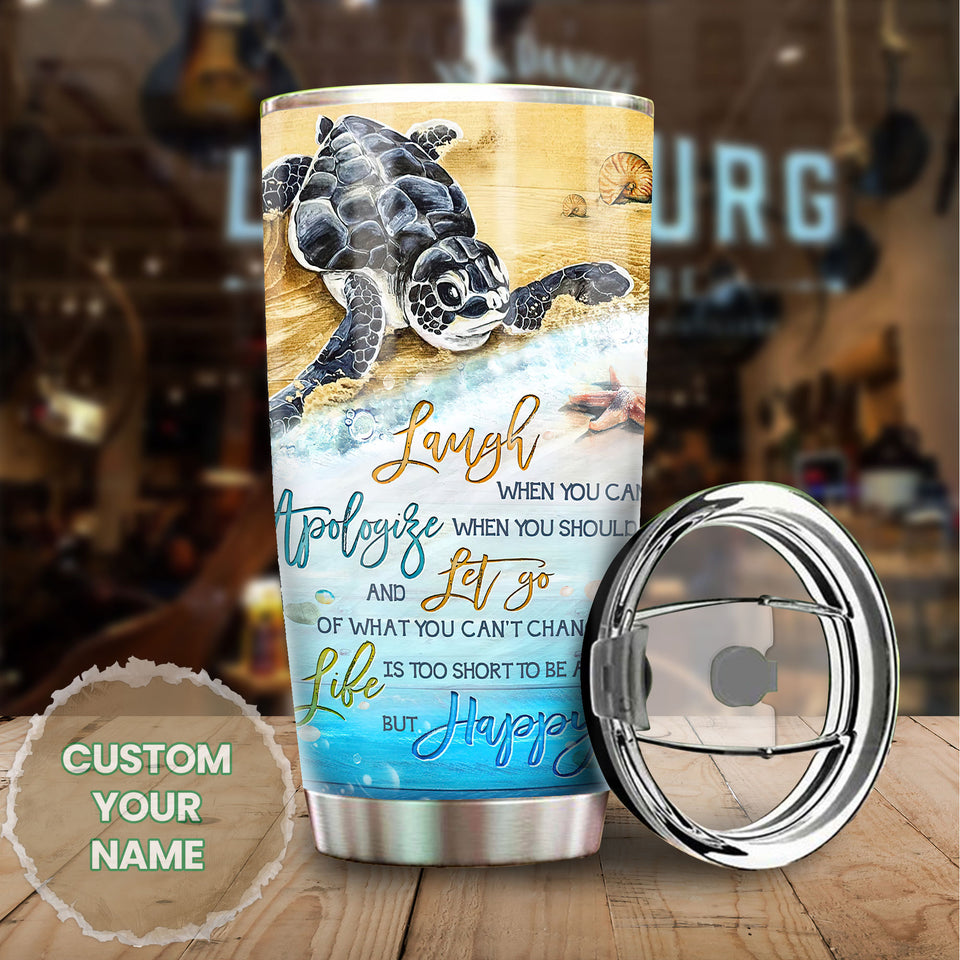 Camellia Personalized Laugh Love Life From Turtles Stainless Steel Tumbler-Double-Walled Insulation Travel Cup With Lid
