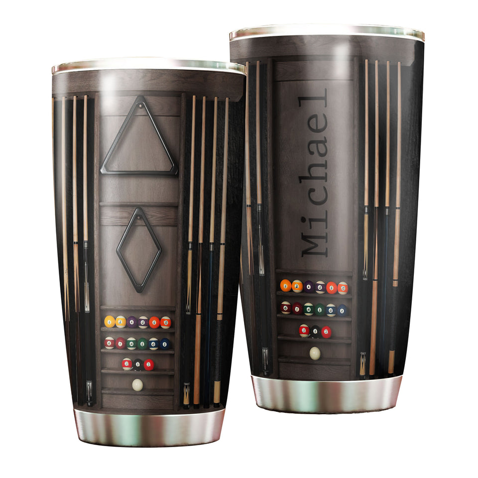 Camellia Personalized Pool Table Billiard Stainless Steel Tumbler-Double-Walled Insulated Gift For Golf Player 04